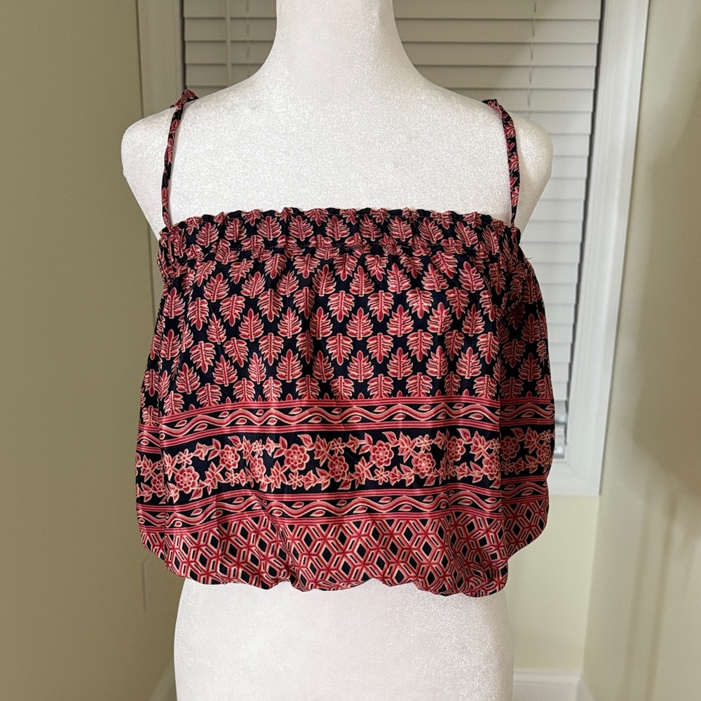 Women's Black and Pink Patterned Top